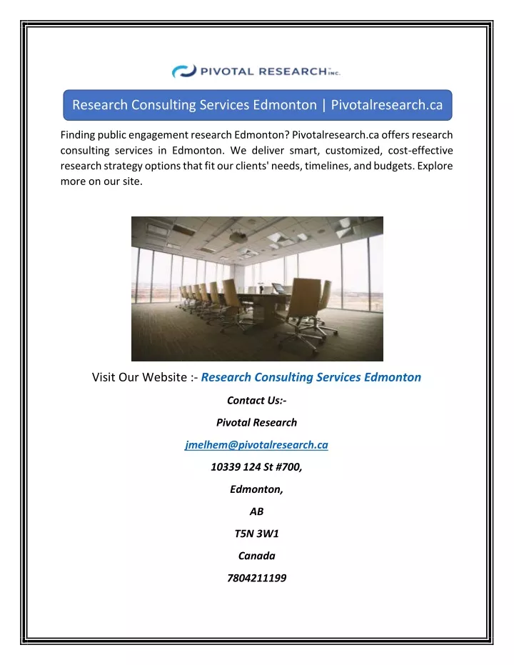 research consulting services edmonton