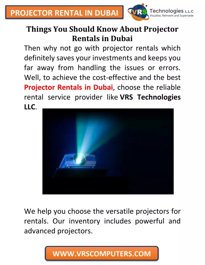 projector rental in dubai