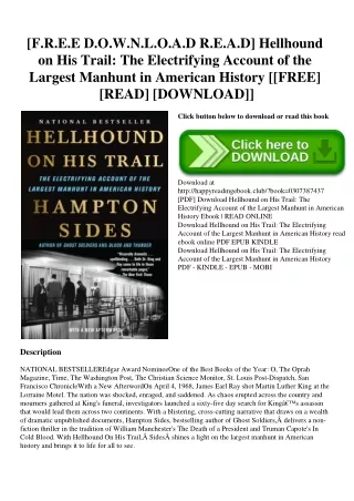 [F.R.E.E D.O.W.N.L.O.A.D R.E.A.D] Hellhound on His Trail The Electrifying Account of the Largest Manhunt in American His