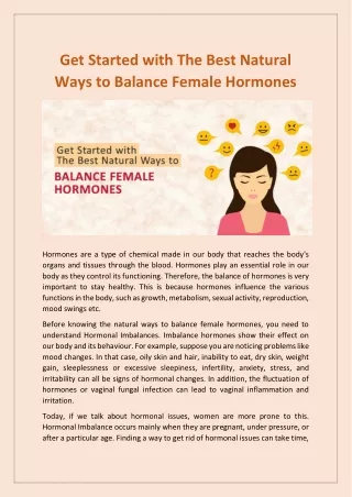 Get Started with The Best Natural Ways to Balance Female Hormones