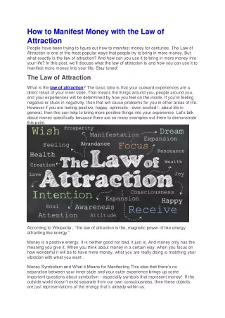 how to manifest money with the law of attraction