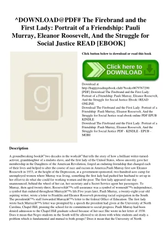 ^DOWNLOAD@PDF# The Firebrand and the First Lady Portrait of a Friendship Pauli Murray  Eleanor Roosevelt  And the Strugg
