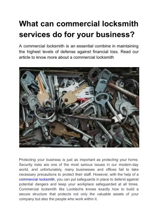 What can commercial locksmith services do for your business