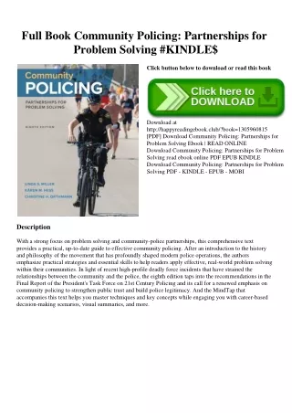 Full Book Community Policing Partnerships for Problem Solving #KINDLE$