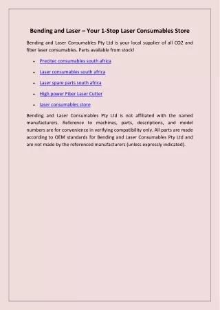 bending and laser your 1 stop laser consumables