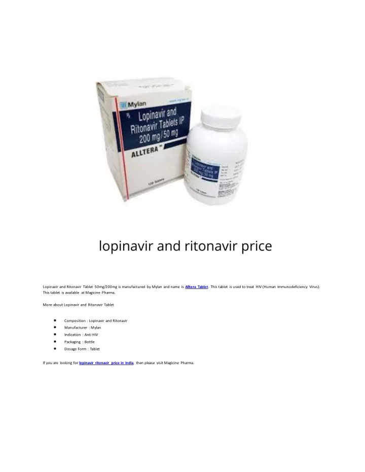 lopinavir and ritonavir tablet 50mg 200mg