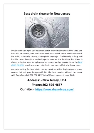 Best drain cleaner in New Jersey