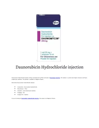 daunorubicin hydrochloride injection 20mg