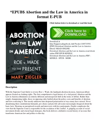 EPUB$ Abortion and the Law in America in format E-PUB