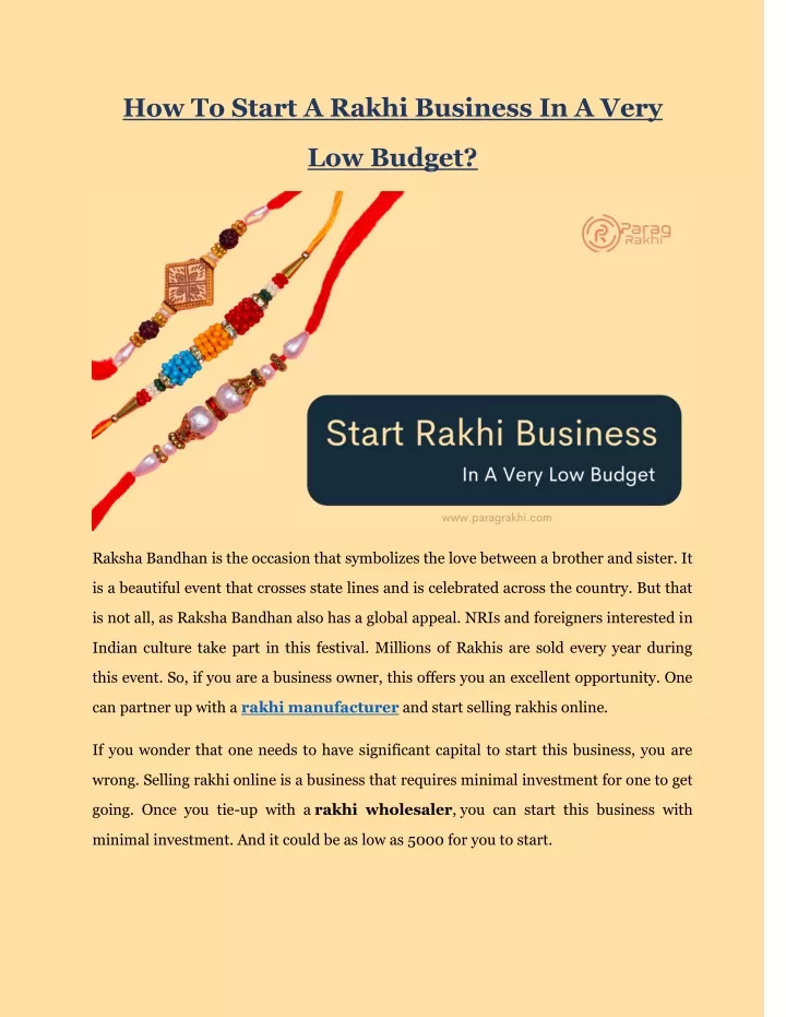 how to start a rakhi business in a very low budget
