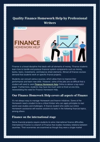 quality finance homework help by professional