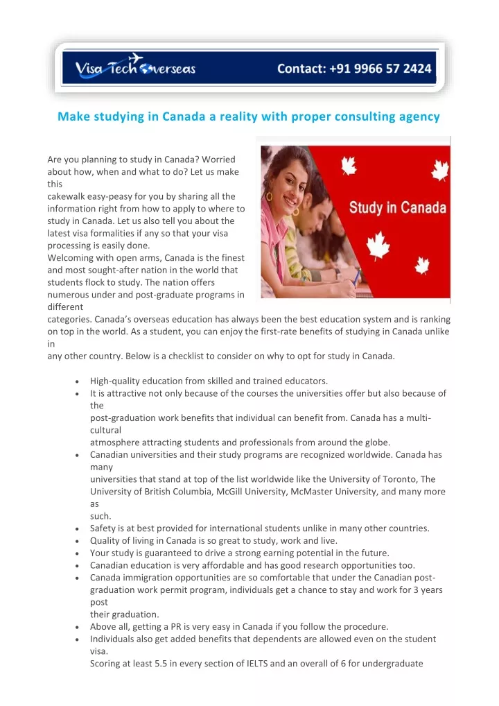 make studying in canada a reality with proper