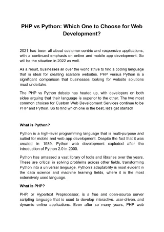 php vs python which one to choose