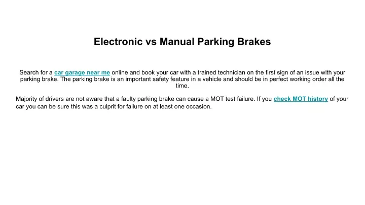 electronic vs manual parking brakes