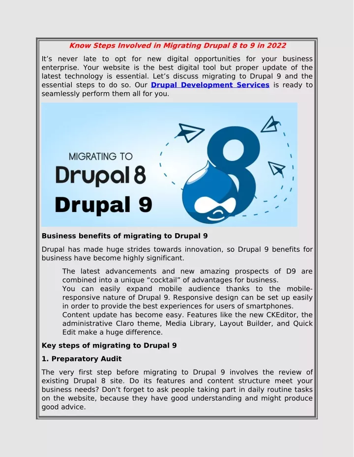 know steps involved in migrating drupal