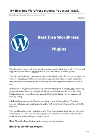 10 Best free WordPress plugins You must install