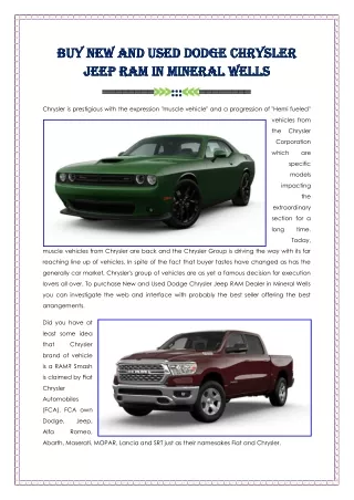 Buy New And Used Dodge Chrysler Jeep RAM In Mineral Wells