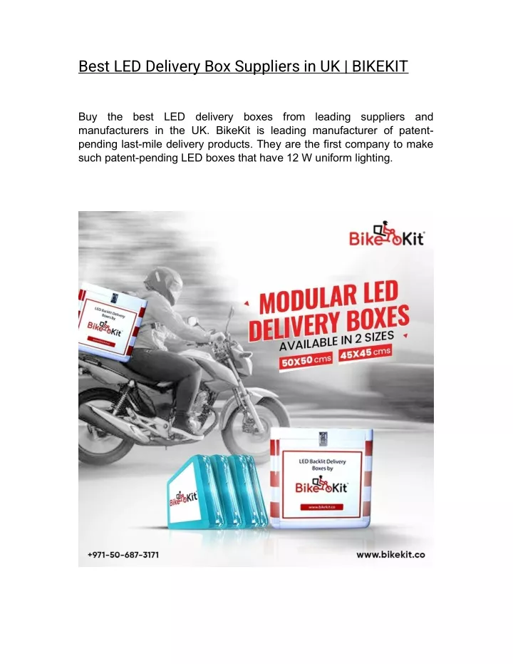 best led delivery box suppliers in uk bikekit