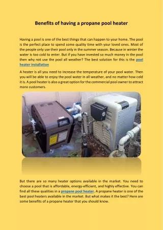 benefits of having a propane pool heater