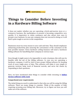 Things to Consider Before Investing in a Hardware Billing Software