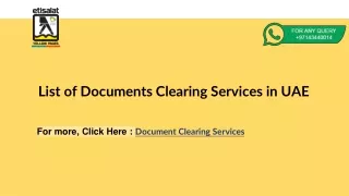 List of Documents Clearing Services in UAE