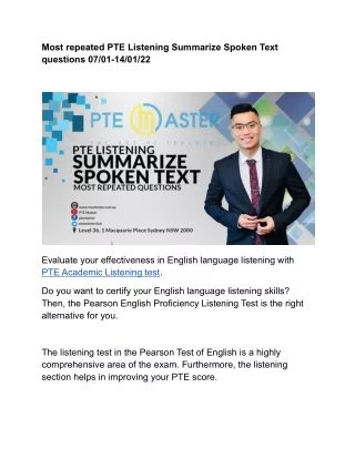 most repeated pte listening summarize spoken text