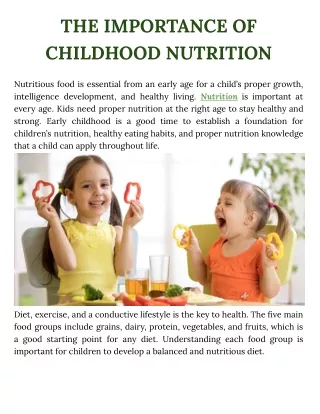 The Importance of Childhood Nutrition