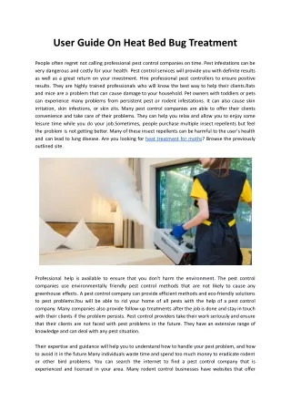 User Guide On Heat Bed Bug Treatment
