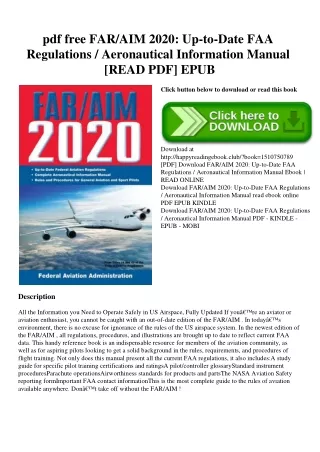 pdf free FARAIM 2020 Up-to-Date FAA Regulations  Aeronautical Information Manual [READ PDF] EPUB