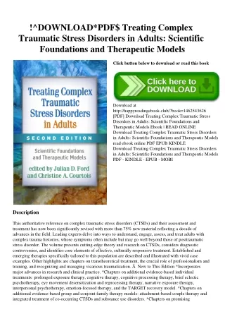 !^DOWNLOADPDF$ Treating Complex Traumatic Stress Disorders in Adults Scientific Foundations and Therapeutic Models (READ