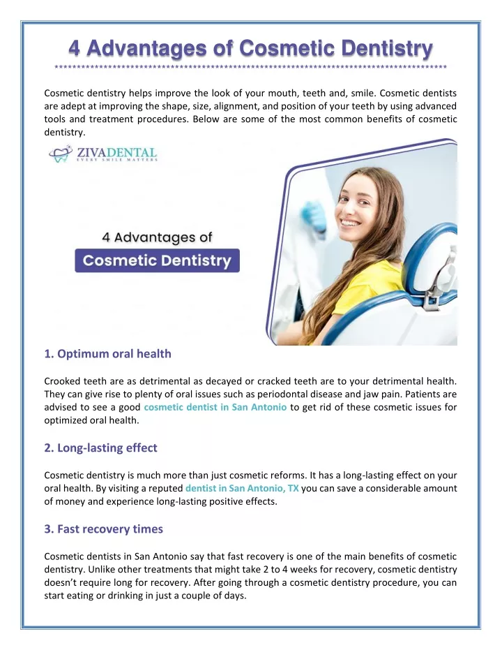 4 advantages of cosmetic dentistry