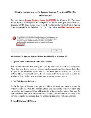 what is the method to fix system restore error