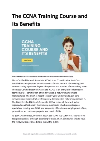 the ccna training course and its benefits
