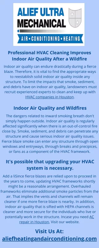 Professional HVAC Cleaning Improves Indoor Air Quality After a Wildfire