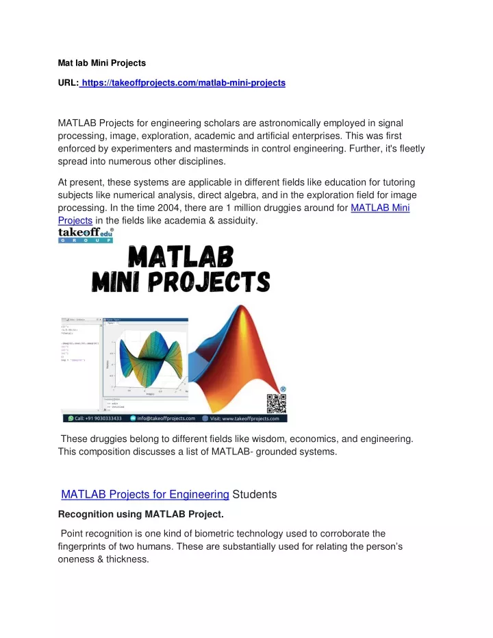 mat lab mini projects