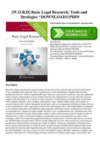 [W.O.R.D] Basic Legal Research Tools and Strategies ^DOWNLOAD@PDF#
