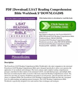 PDF [Download] LSAT Reading Comprehension Bible Workbook $^DOWNLOAD#$