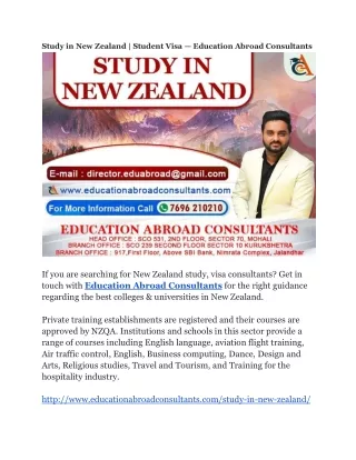 Study in New Zealand  Student Visa — Education Abroad Consultants