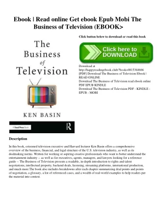 Ebook  Read online Get ebook Epub Mobi The Business of Television (EBOOK