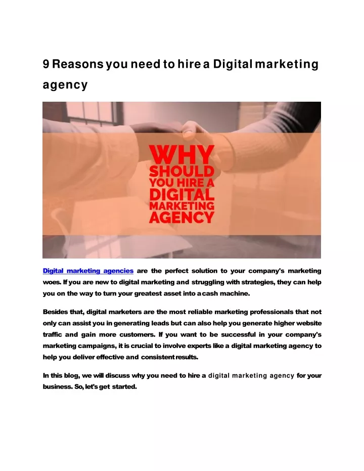 Ppt 9 Reasons You Need To Hire Digital Marketing Agency 2 1 Converted Powerpoint 4317