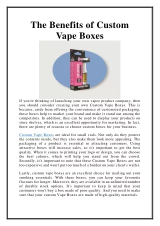 the benefits of custom vape boxes