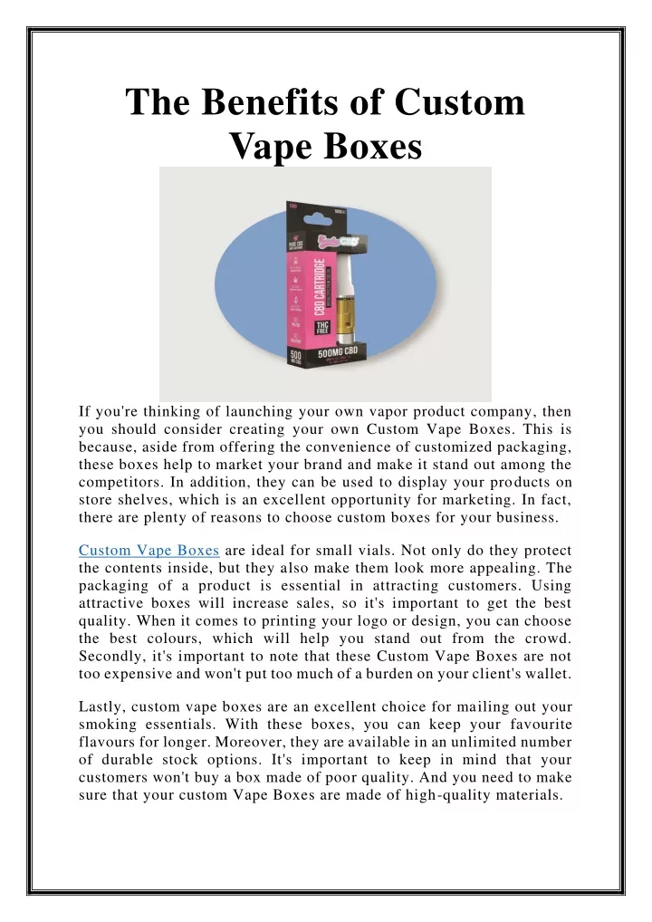 the benefits of custom vape boxes