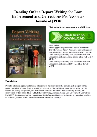 Reading Online Report Writing for Law Enforcement and Corrections Professionals Download [PDF]