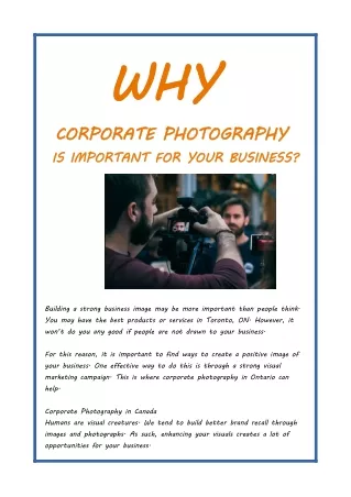 WHY CORPORATE PHOTOGRAPHY IS IMPORTANT FOR YOUR BUSINESS