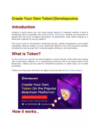 Launch Your Own Crypto Token Instantly - Developcoins