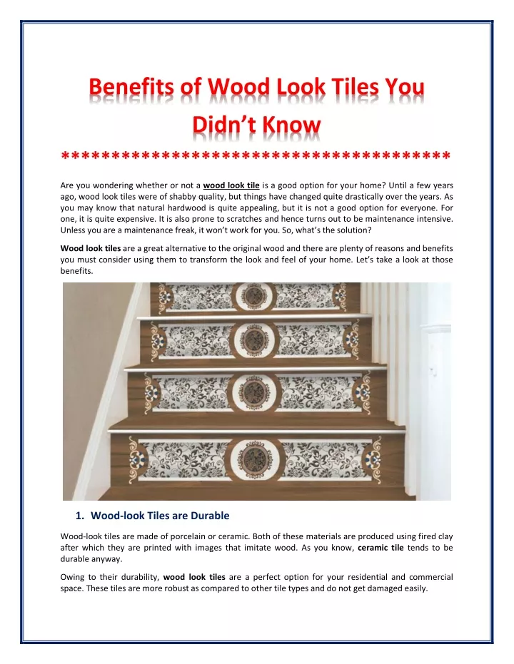 benefits of wood look tiles you