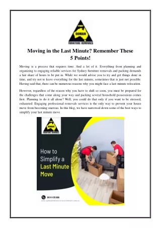 moving in the last minute remember these 5 points