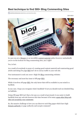Best technique to find 500 Blog Commenting Sites