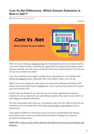 Com Vs Net Differences Which Domain Extension is Best in 2021