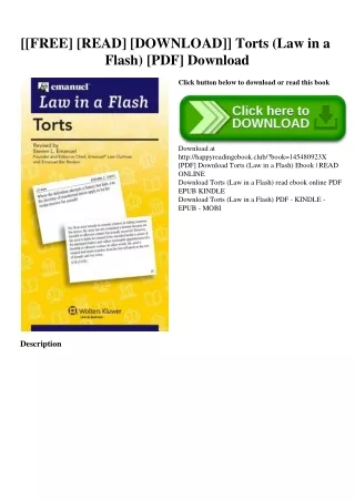 [[FREE] [READ] [DOWNLOAD]] Torts (Law in a Flash) [PDF] Download